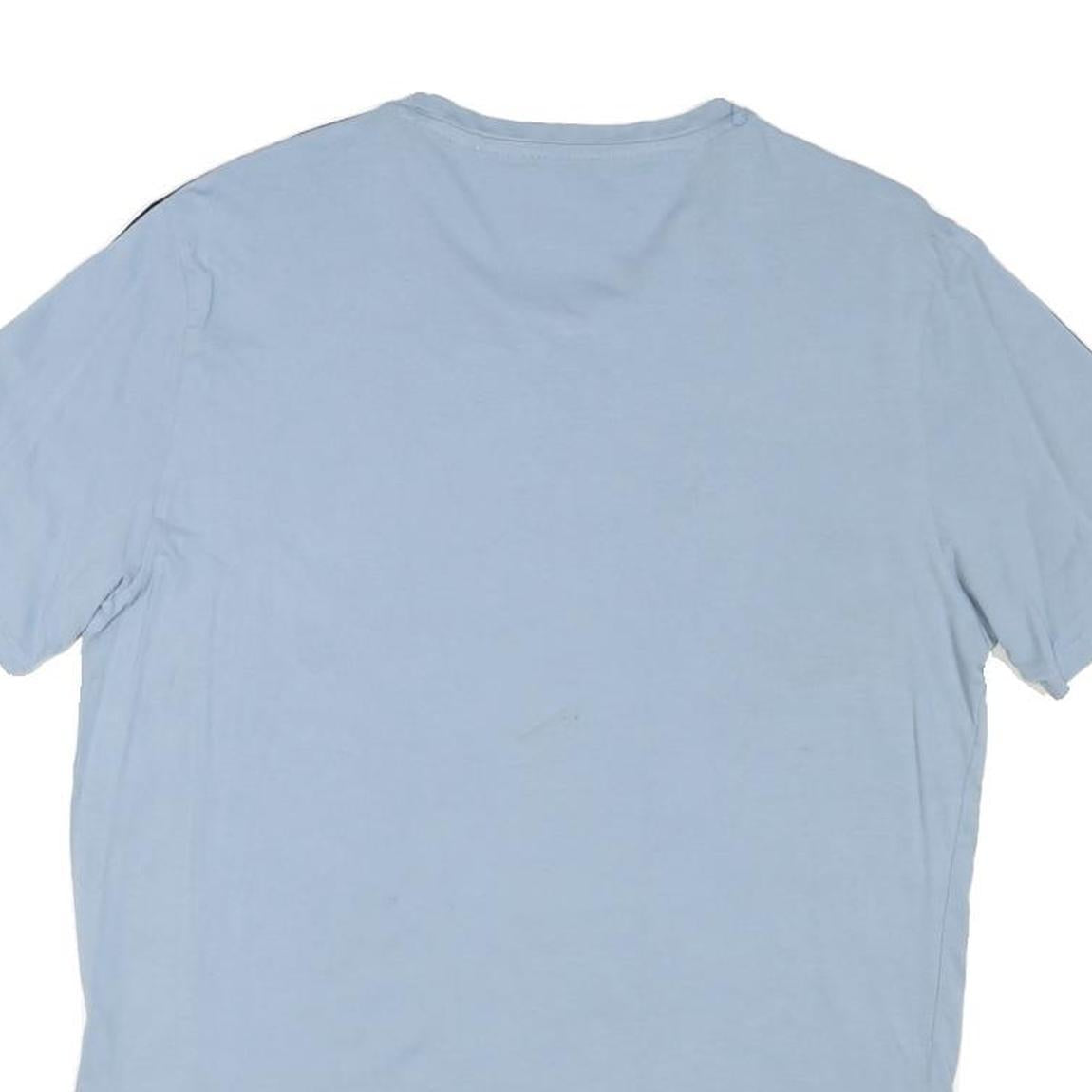 GUESS Mens Blue T-Shirt L Short Sleeve Round Neck Logo Print Cotton Blend