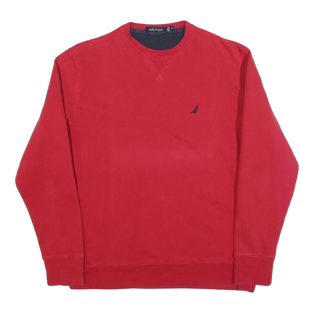 NAUTICA Mens Red S Crew Neck Cotton Blend Sweatshirt Pullover Casual