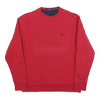 NAUTICA Mens Red S Crew Neck Cotton Blend Sweatshirt Pullover Casual