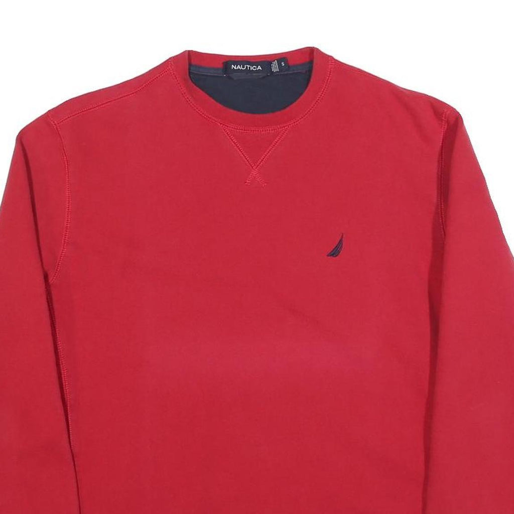 NAUTICA Mens Red S Crew Neck Cotton Blend Sweatshirt Pullover Casual