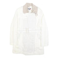 DESIGUAL Womens White Cream Linen Blend Button Jacket L Belted Embroidered