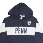 CHAMPION REVERSE WEAVE Womens Navy & White Penn Hoodie L Cotton Blend Pullover