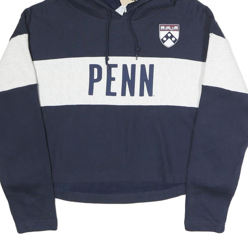 CHAMPION REVERSE WEAVE Womens Navy & White Penn Hoodie L Cotton Blend Pullover