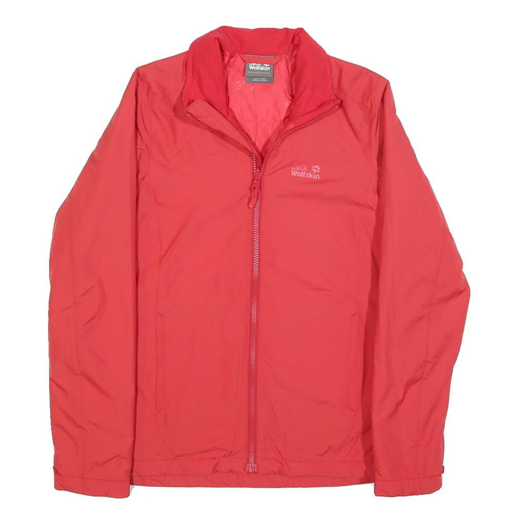 JACK WOLFSKIN Womens Red Jacket UK 6 Polyester Plain Zip Outdoor Lightweight