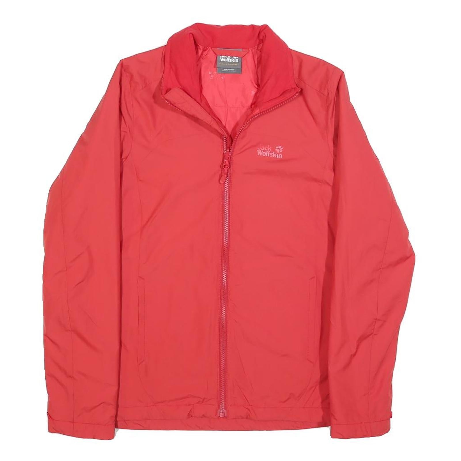 JACK WOLFSKIN Womens Red Jacket UK 6 Polyester Plain Zip Outdoor Lightweight