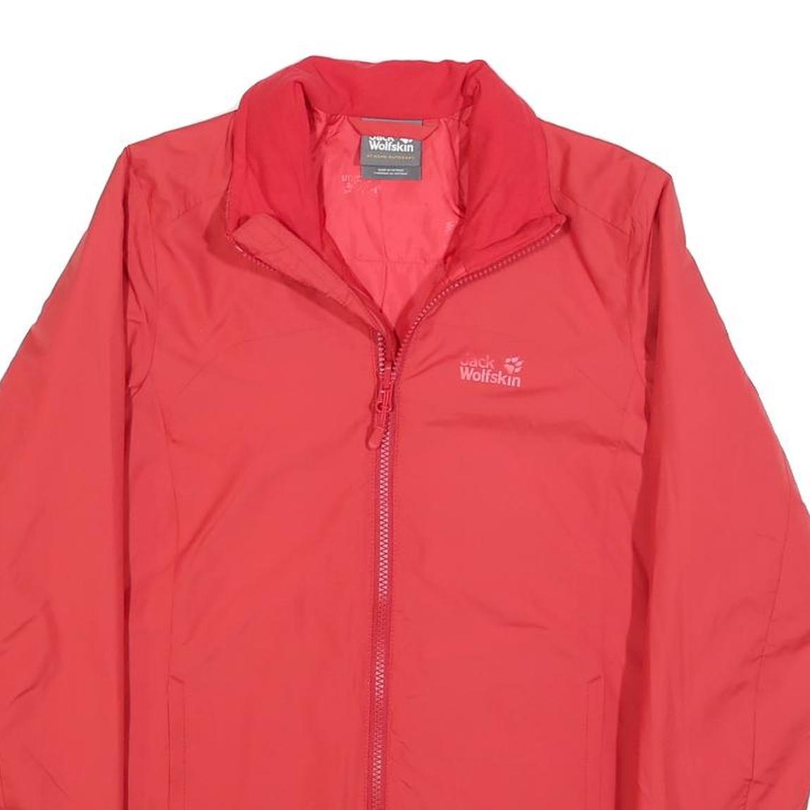 JACK WOLFSKIN Womens Red Jacket UK 6 Polyester Plain Zip Outdoor Lightweight