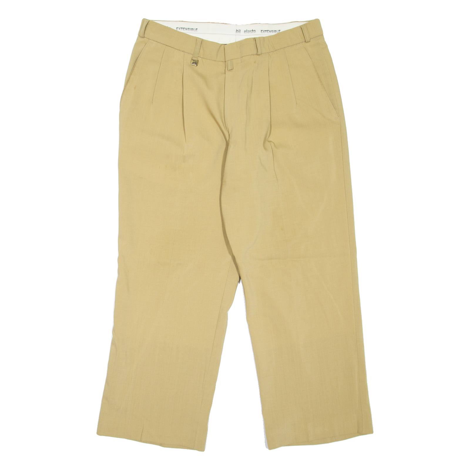 MOBIL ELASTO Womens Trousers Beige Relaxed Straight Wool W30 L24