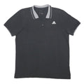 ADIDAS Mens Black & Grey Short Sleeve Polo Shirt L Cotton Blend Jersey Classic