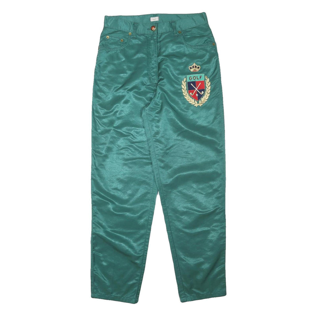 MAGIA Womens Cotton Blend Green Regular Trousers W30 L29 Embroidered Design Zip