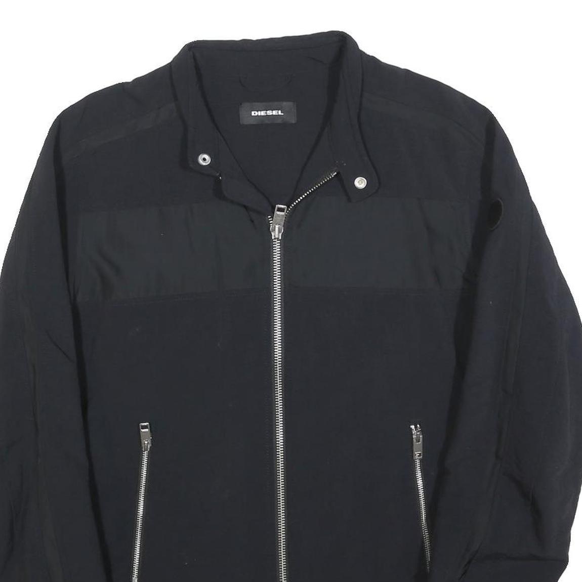 DIESEL Mens Black L Cotton Blend Jacket Zip Closure Stylish Casual L