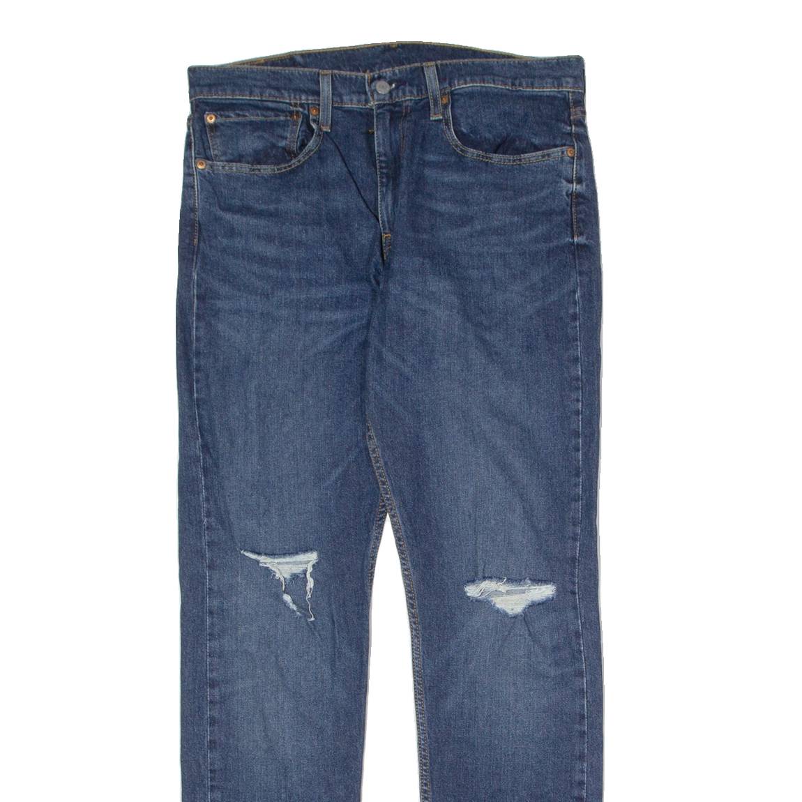LEVI'S 512 BIG E Jeans Distressed Lo-Ball Mens Blue Slim Tapered W34 L32