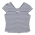 KAREN MILLEN Womens Blue & White Striped Top Short Sleeve Round Neck UK 16