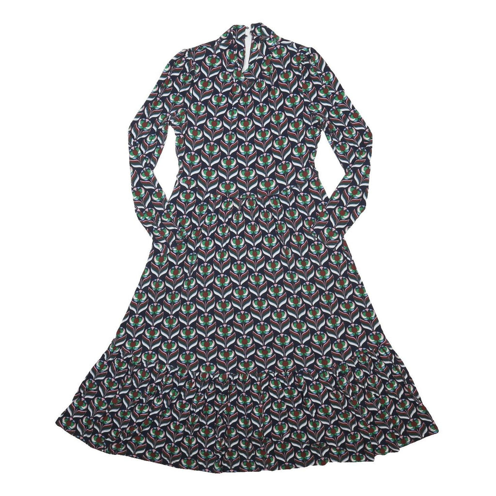 BODEN Womens Blue Viscose Blend Day Dress Floral Long Sleeve Midi UK 10