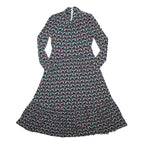 BODEN Womens Blue Viscose Blend Day Dress Floral Long Sleeve Midi UK 10