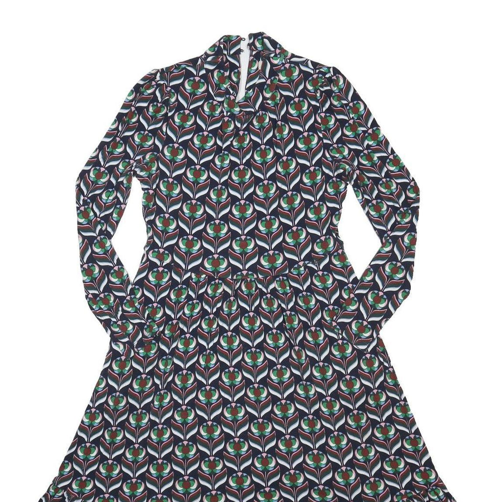 BODEN Womens Blue Viscose Blend Day Dress Floral Long Sleeve Midi UK 10