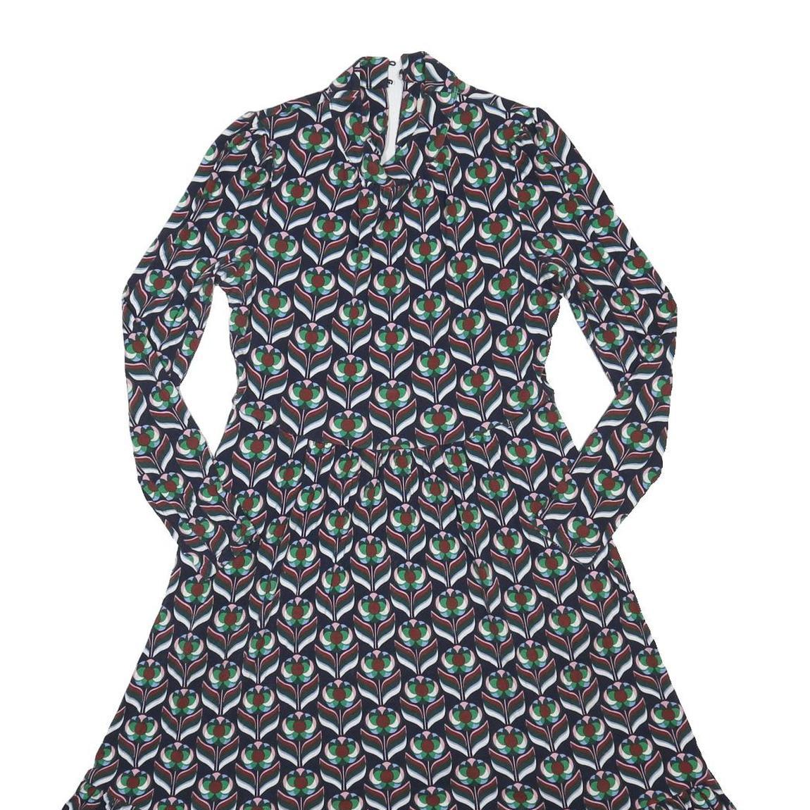 BODEN Womens Blue Viscose Blend Day Dress Floral Long Sleeve Midi UK 10