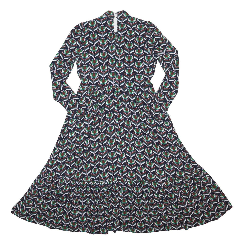BODEN Womens Blue Viscose Blend Day Dress Floral Long Sleeve Midi UK 10