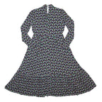BODEN Womens Blue Viscose Blend Day Dress Floral Long Sleeve Midi UK 10