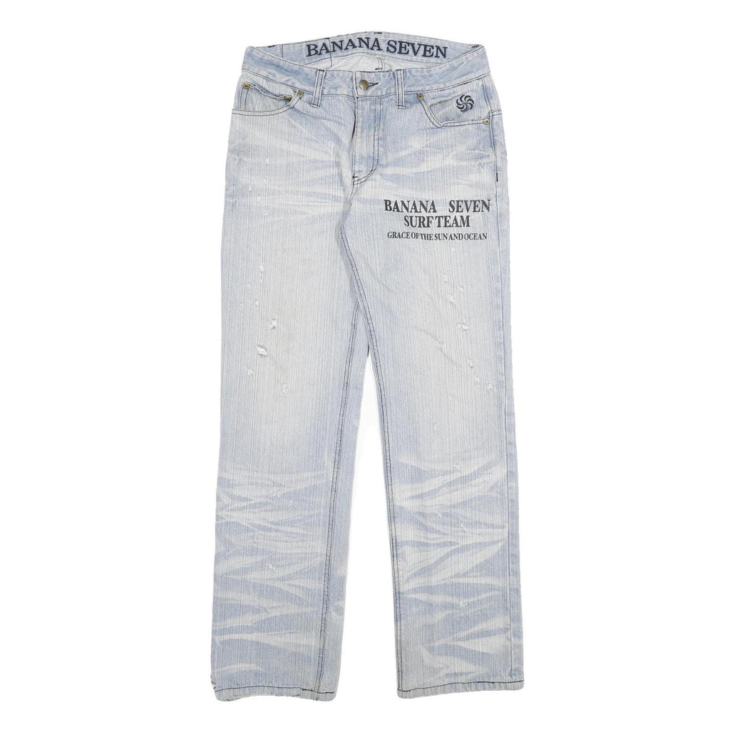BANANA SEVEN Mens Jeans Blue Regular Straight Denim Light W30 L31 Surf Team