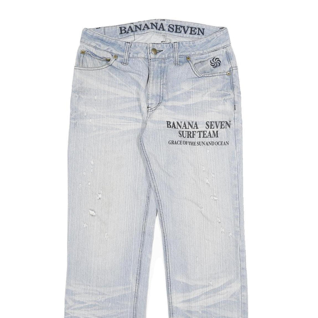 BANANA SEVEN Mens Jeans Blue Regular Straight Denim Light W30 L31 Surf Team