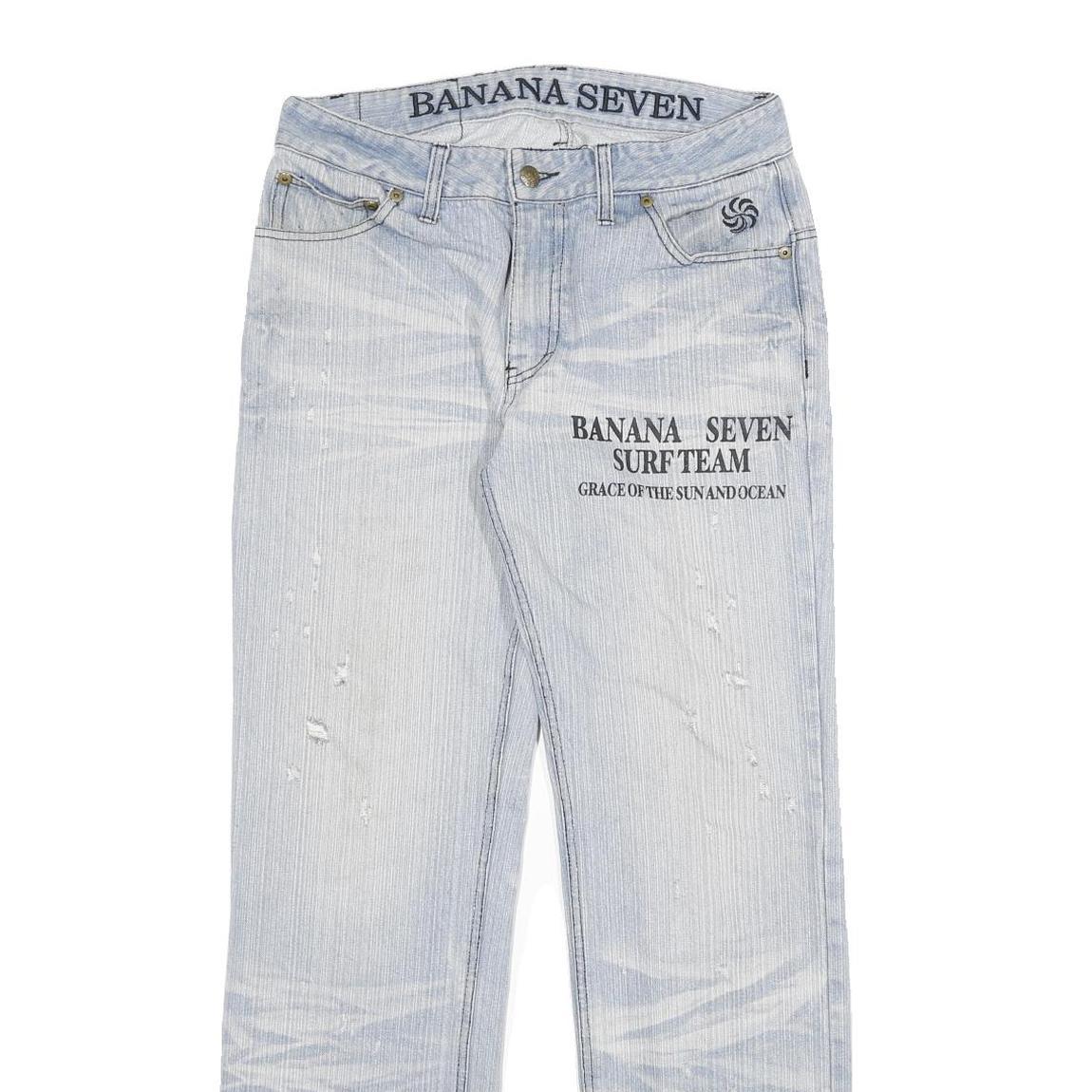 BANANA SEVEN Mens Jeans Blue Regular Straight Denim Light W30 L31 Surf Team