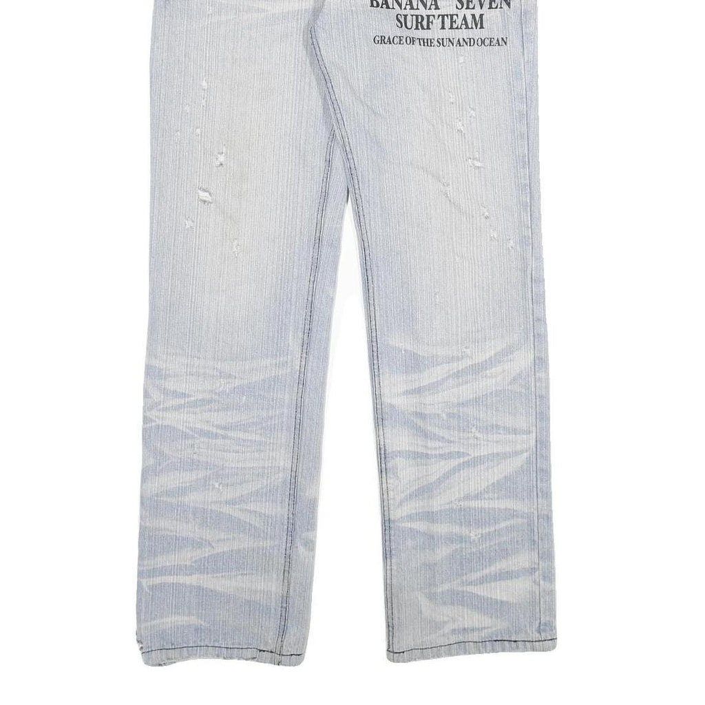 BANANA SEVEN Mens Jeans Blue Regular Straight Denim Light W30 L31 Surf Team