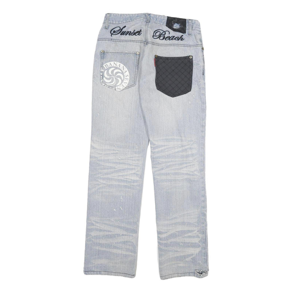 BANANA SEVEN Mens Jeans Blue Regular Straight Denim Light W30 L31 Surf Team