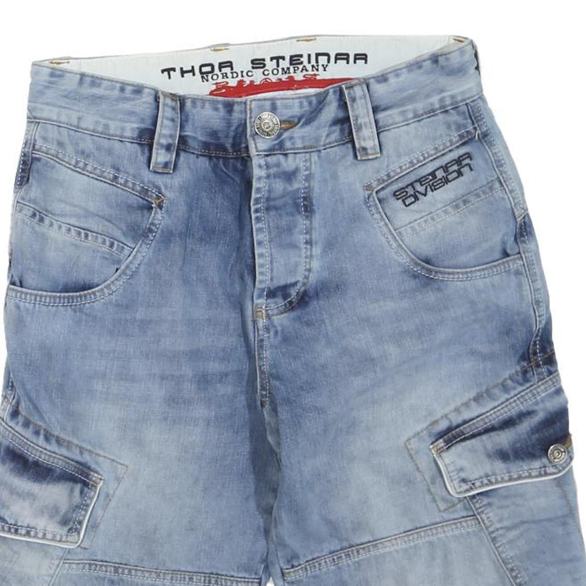 STEINAR Mens Shorts Blue Casual Denim M W30 Cargo Pocket Lightweight