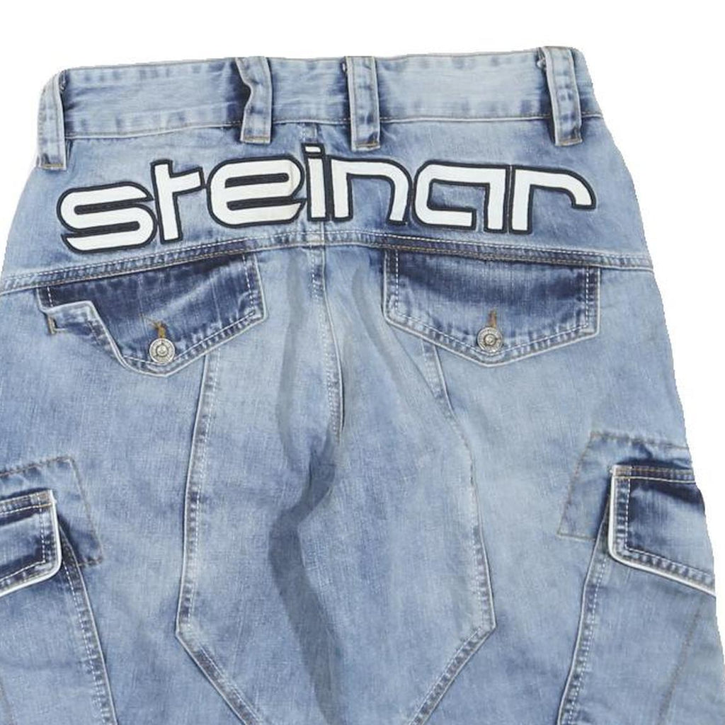 STEINAR Mens Shorts Blue Casual Denim M W30 Cargo Pocket Lightweight