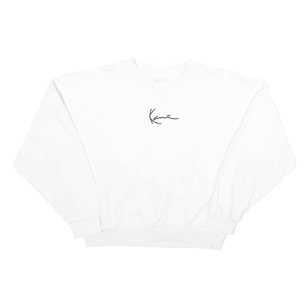 KARL KANI Womens White Signature Logo Crew Neck Sweatshirt M Casual Streetwear