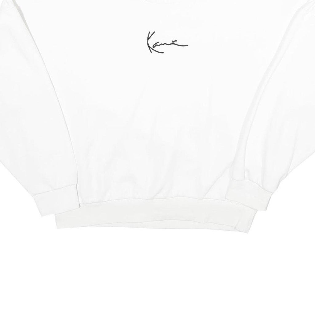 KARL KANI Womens White Signature Logo Crew Neck Sweatshirt M Casual Streetwear