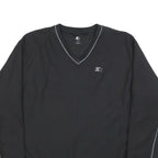 STARTER Mens Black V-Neck L Sweatshirt Pullover Lightweight Polyester Sportswear