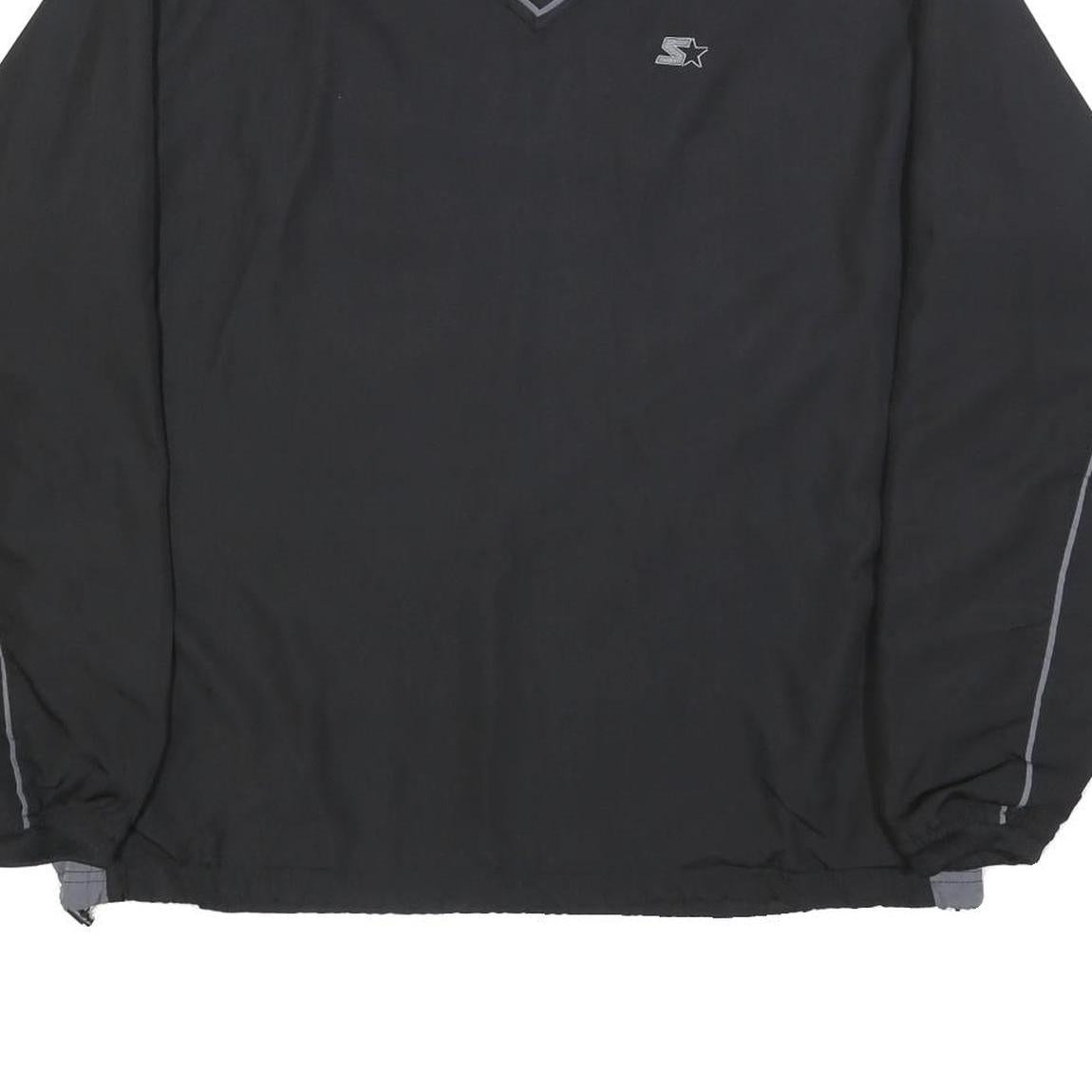 STARTER Mens Black V-Neck L Sweatshirt Pullover Lightweight Polyester Sportswear