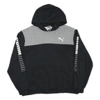 PUMA Mens Black & Grey Logo Print Hooded Pullover Hoodie XL Casual Sportswear