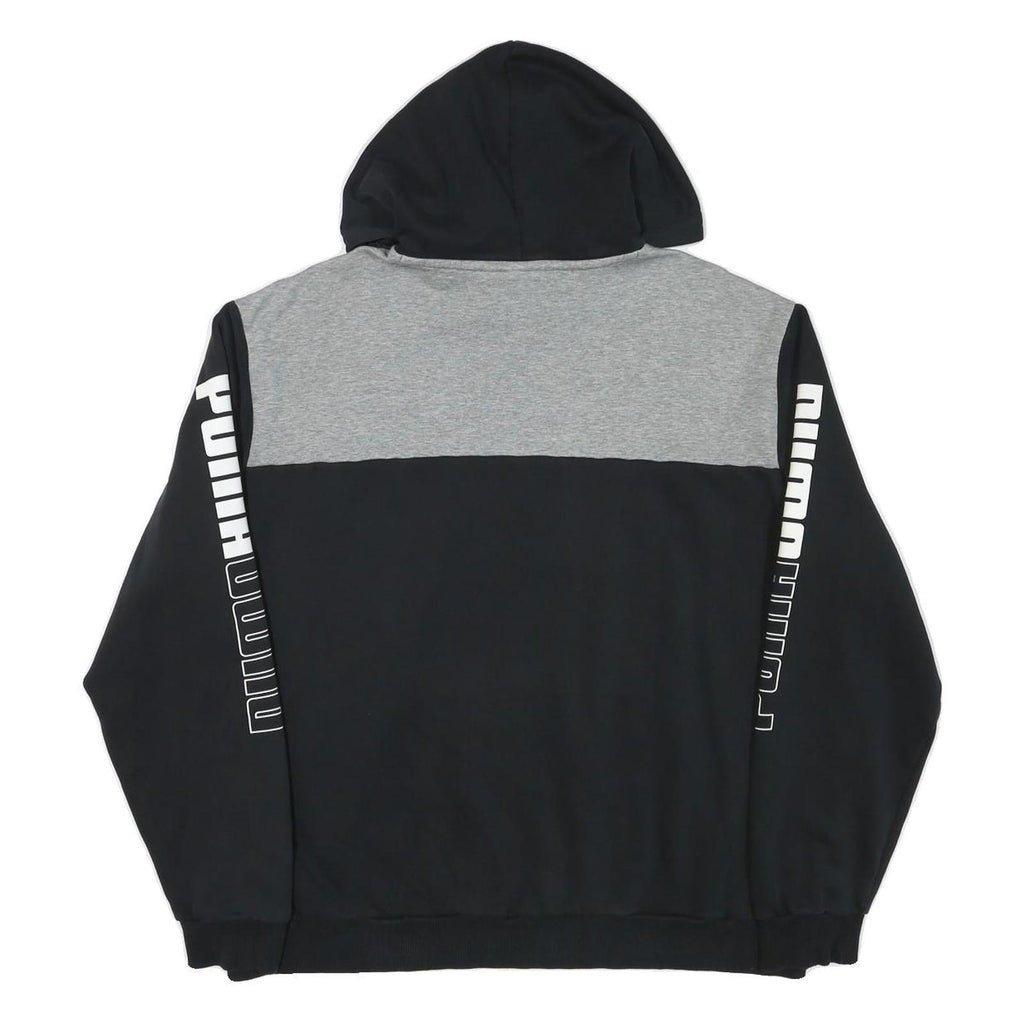 PUMA Mens Black & Grey Logo Print Hooded Pullover Hoodie XL Casual Sportswear