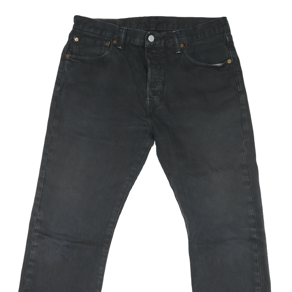 LEVI'S 501 Mens Jeans Black Regular Straight Denim Medium W32 L27 Classic Button