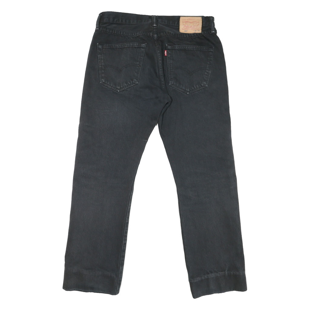 LEVI'S 501 Mens Jeans Black Regular Straight Denim Medium W32 L27 Classic Button