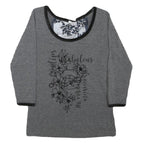 FRACOMINA JEANS Womens Grey Printed Top 3/4 Sleeve Round Neck XS Cotton Blend