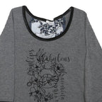 FRACOMINA JEANS Womens Grey Printed Top 3/4 Sleeve Round Neck XS Cotton Blend
