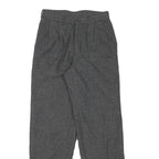 Womens Regular Grey Wool Blend Trousers W24 L28 Zip Closure Classic Fit