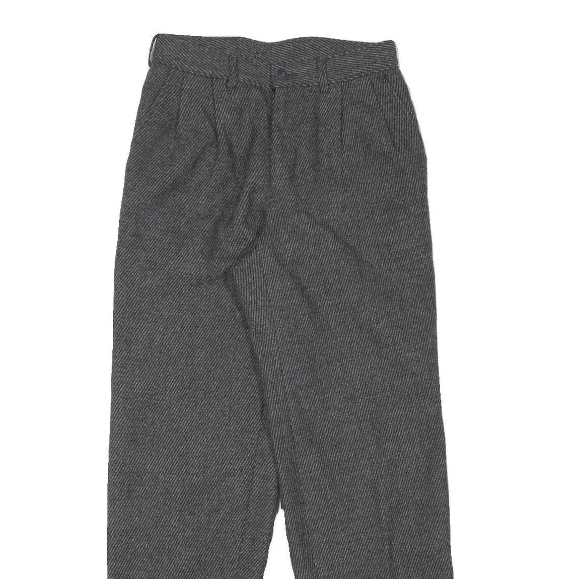 Womens Regular Grey Wool Blend Trousers W24 L28 Zip Closure Classic Fit