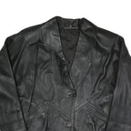 LEDERMODERN FABRIKATION J. TAKA Womens Black Button Faux Leather Jacket L Soft