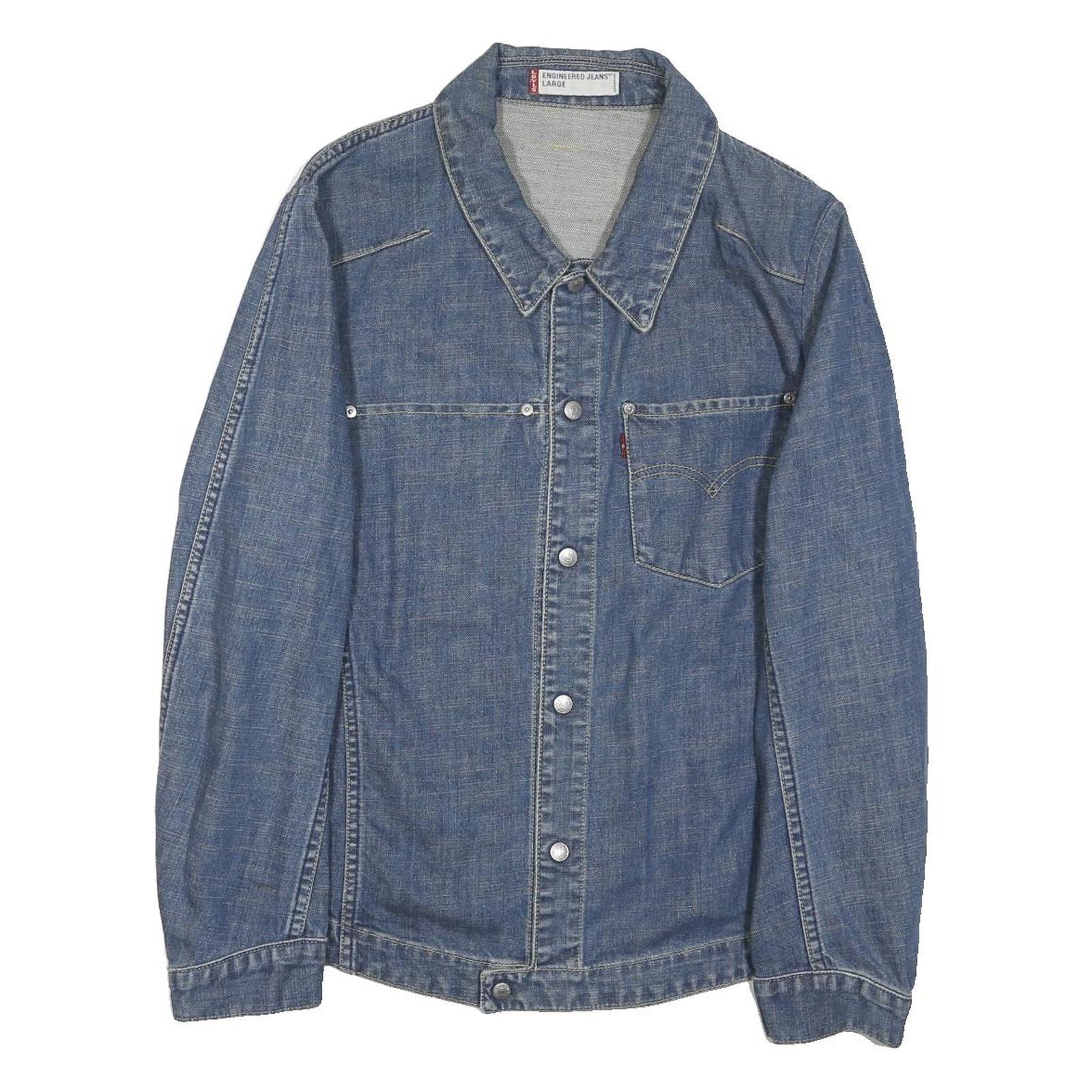 LEVI'S Mens Blue Denim Jacket L Cotton Blend Classic Button Closure Casual