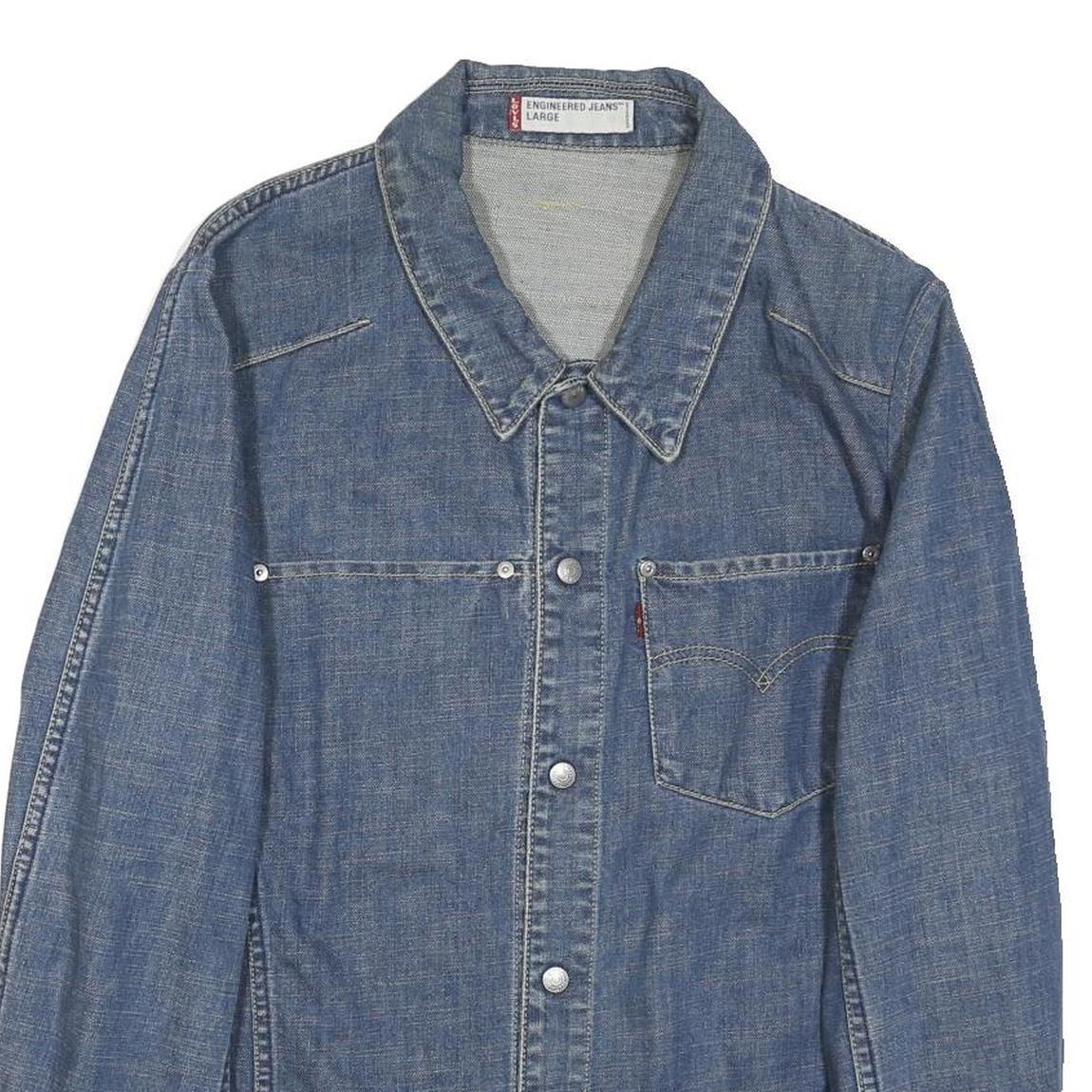 LEVI'S Mens Blue Denim Jacket L Cotton Blend Classic Button Closure Casual