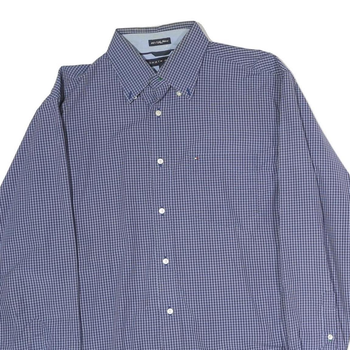 TOMMY HILFIGER Mens Blue Check Shirt M Button Down Casual Cotton