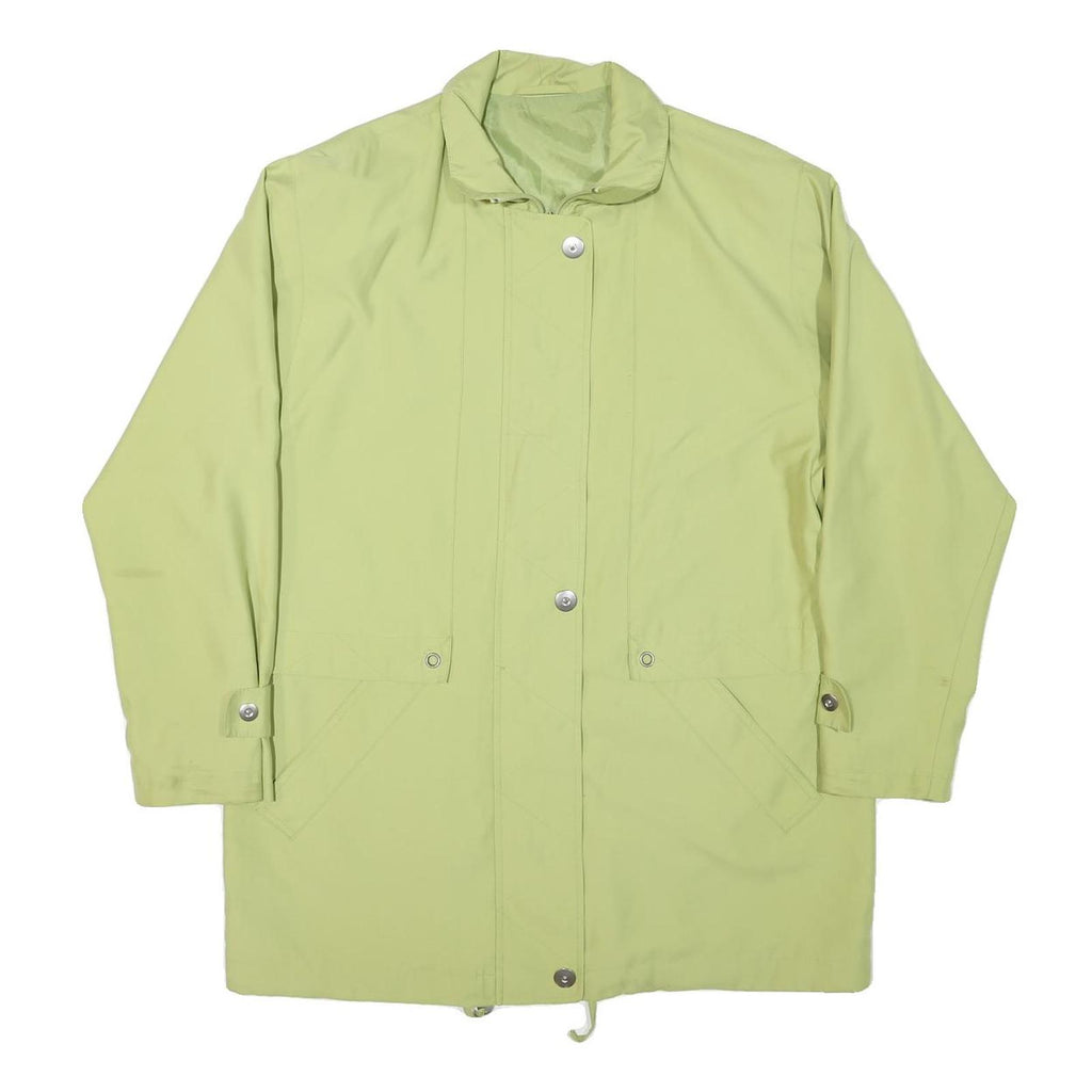 Womens Green Button Jacket L Polyester Blend Plain Lightweight Casual