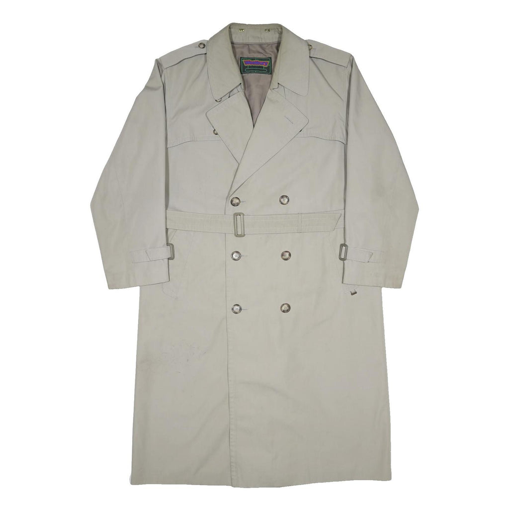 WESTBURY Mens Beige Woven Classic Coat XL Button Closure Long Sleeve Belted
