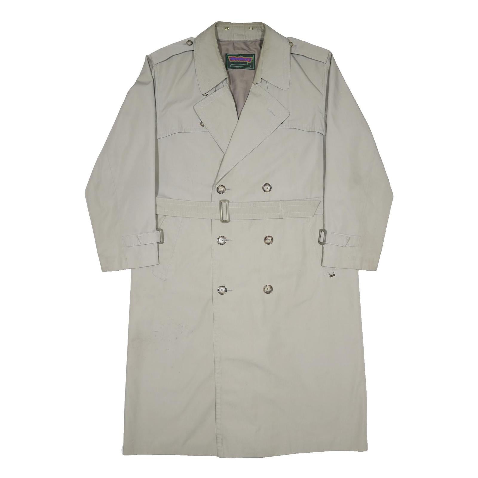 WESTBURY Mens Beige Woven Classic Coat XL Button Closure Long Sleeve Belted