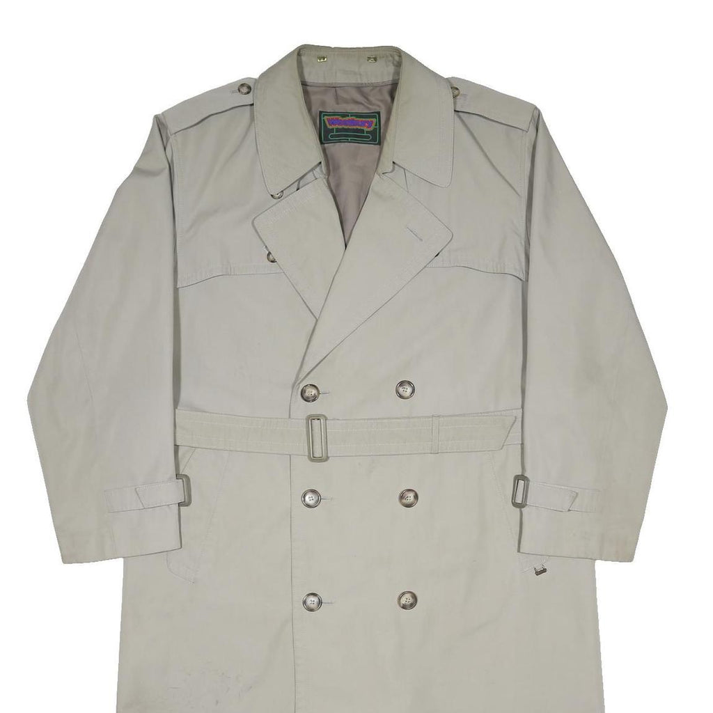 WESTBURY Mens Beige Woven Classic Coat XL Button Closure Long Sleeve Belted