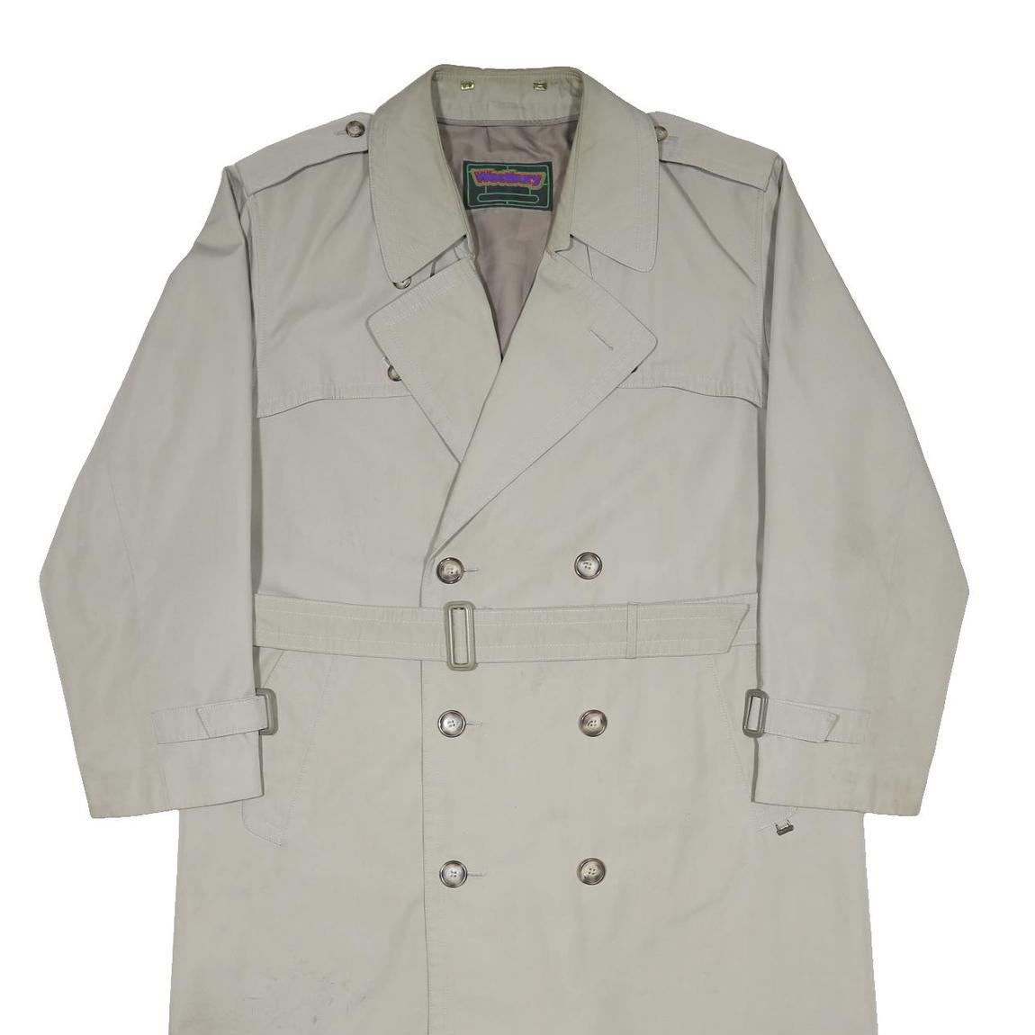 WESTBURY Mens Beige Woven Classic Coat XL Button Closure Long Sleeve Belted